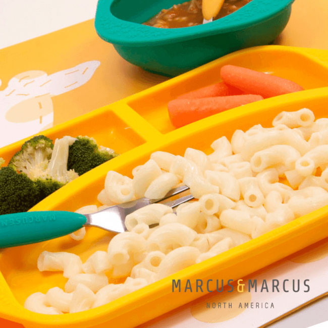Παιδικό Πιάτο divided φαγητού σιλικόνης με χωρίσματα Marcus & Marcus Κίτρινος Ασφαλές, εύκαμπτο, αντιολισθητικό
