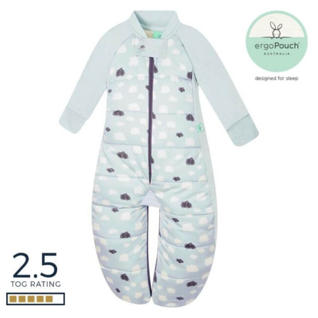 Βρεφικός Υπνόσακος ergoPouch Cocoon Mint Clouds 2 in 1 Sleep Suit για βρέφη 8-24 μηνών 2.5 TOG