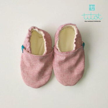 Βρεφικά Παπούτσια Αγκαλιάς Κοκκινάκι σε καμβά baby run Χειροποίητα Βαμβακερό18-24 Mηνών | TiTot Νο 22